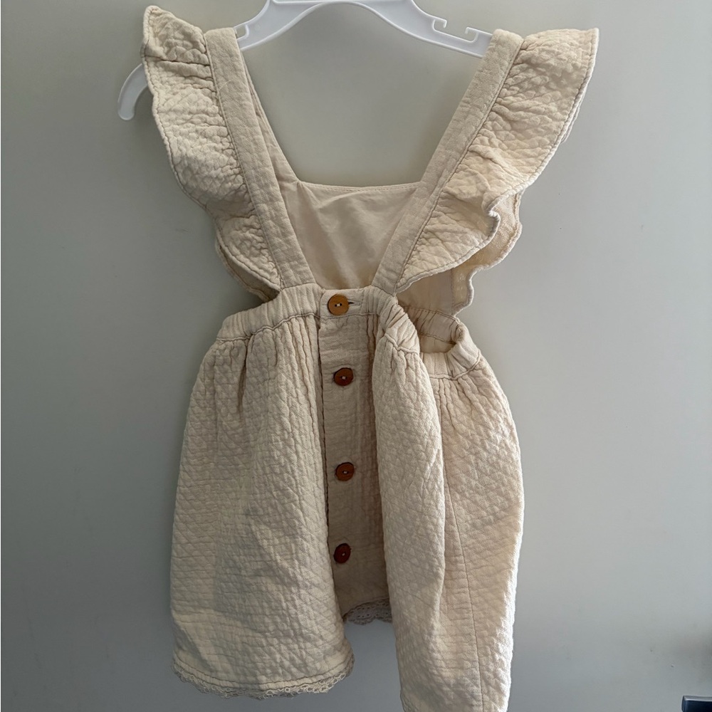 Zara Cream Quilted Ruffle-Strap Romper